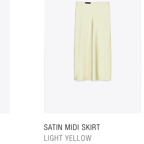 Zara Satin Midi Skirt - Light Yellow - Picture 1 of 1